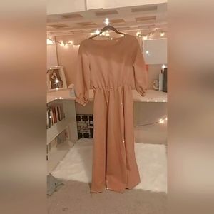 Quarter length sleeved pink ankle dress